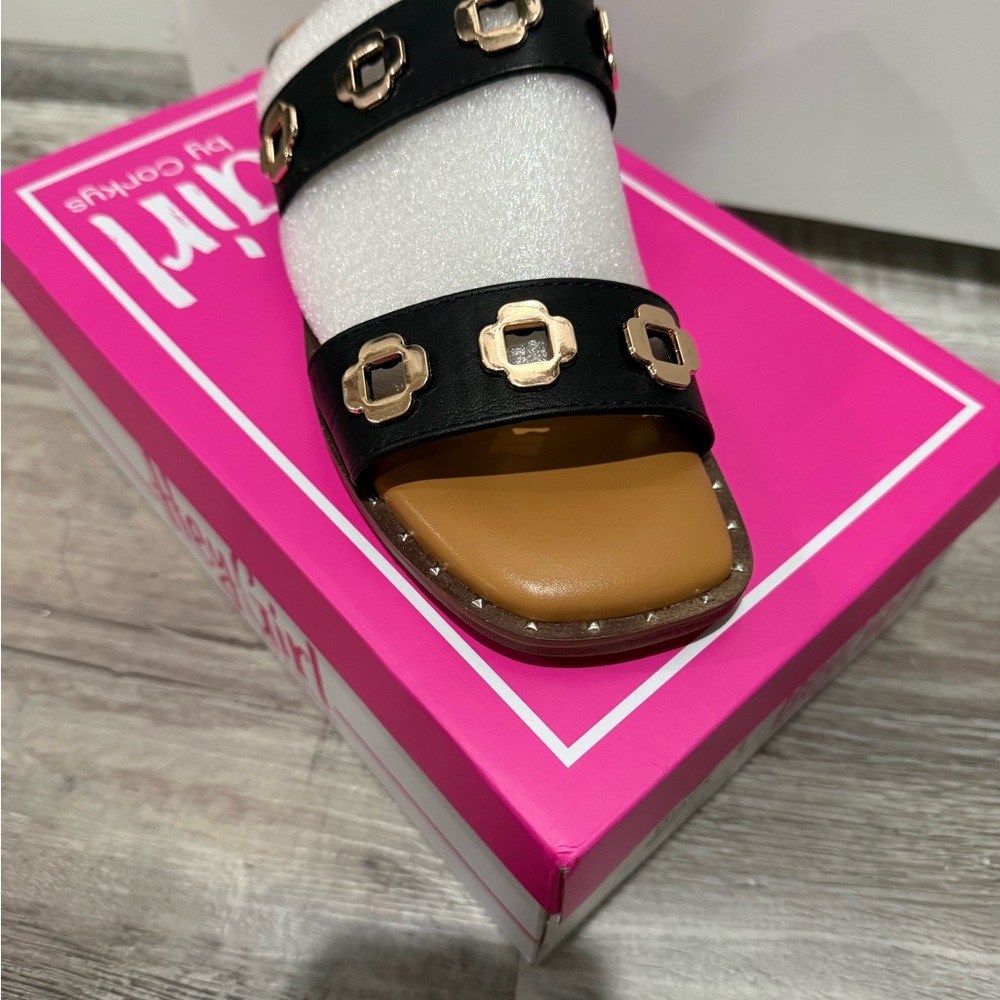 Corkys Hey Girl Low Tide Double Strap Sandal Black Sandals - Picture 4 of 8